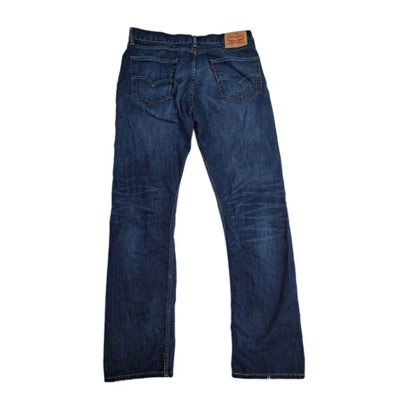 Levis 504 Jeans Men's 36x36 Dark Blue Wash Distressed Denim Pants Straight - Picture 6 of 11